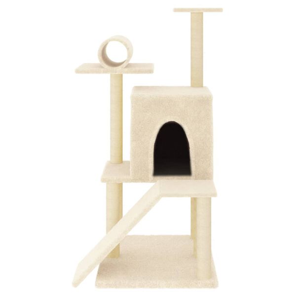 vidaXL Albero per Gatti con Tiragraffi in Sisal Crema 110,5 cm