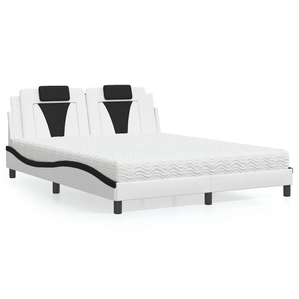 vidaXL Letto Viana con Materasso Bianco e Nero 160x200cm Similpelle