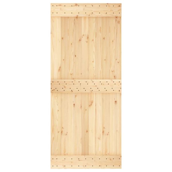 vidaXL Porta Scorrevole con Set Hardware 90x210 cm Legno Massello Pino