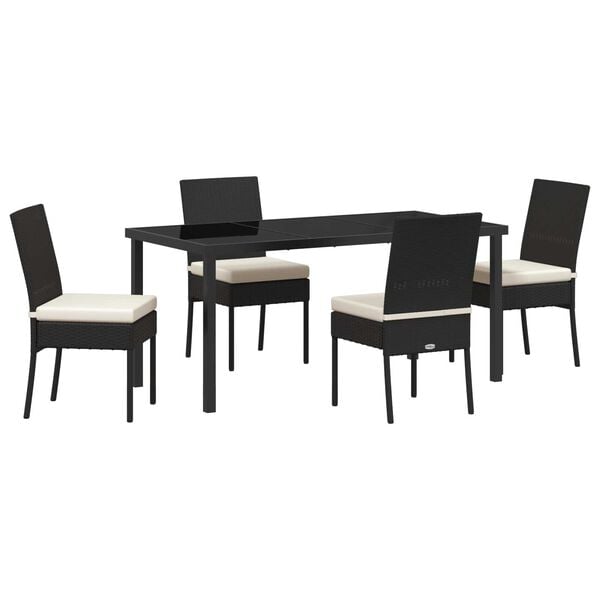 vidaXL Set da Pranzo per Giardino 5 pcs Nero