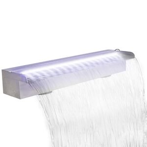 vidaXL Cascata per Laghetto Rettangolare con LED in Acciaio Inox 60 cm