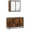 vidaXL Set Mobili da Bagno 2 pz Rovere Fumo in Legno Multistrato