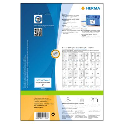 HERMA Etichette Permanenti PREMIUM A4 210x297 mm 100 Fogli