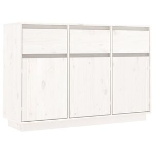 vidaXL Credenza Bianca 111x36x75 cm in Legno Massello di Pino