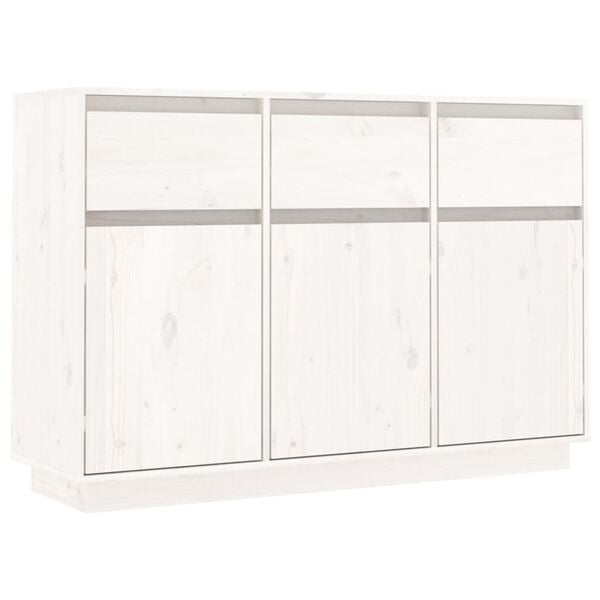 vidaXL Credenza Bianca 110x36x75 cm in Legno Massello di Pino