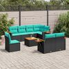 vidaXL Set Divani da Giardino 9 pz con Cuscini Nero in Polyrattan