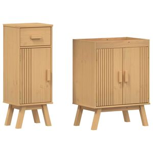 vidaXL Set di mobili per il bagno 2 pcs Marrone Legno massello di pino