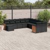 vidaXL Set Divani da Giardino 11 pz con Cuscini in Polyrattan Nero