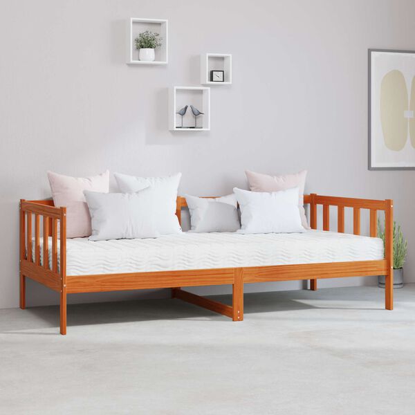 vidaXL Letto Giorno con materasso Marrone Cera e Bianco 90 x 200 cm