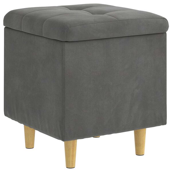 vidaXL Pouf contenitore Grigio scuro 40 x 40 x 45 cm Velluto