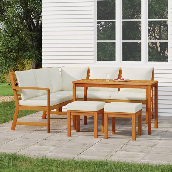 vidaXL Set da Pranzo da Giardino 6pz con Cuscini Legno Massello Acacia