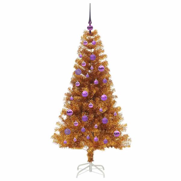 vidaXL Albero di Natale con 150 LED con supporto Oro 150 cm PET