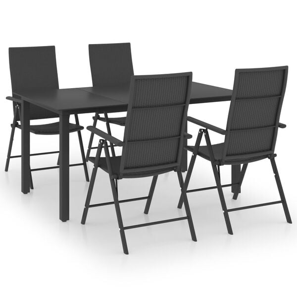 vidaXL Set da Pranzo da Giardino 5 pz Nero