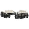 vidaXL Set Divano da Giardino 12 pcs Nero e Bianco Crema polyrattan