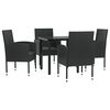 vidaXL Set da Pranzo da Giardino 5 pz Nero in Polyrattan e Acciaio