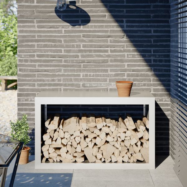 vidaXL Rastrelliera per Legna da Ardere Bianca 100x40x60 cm in Acciaio