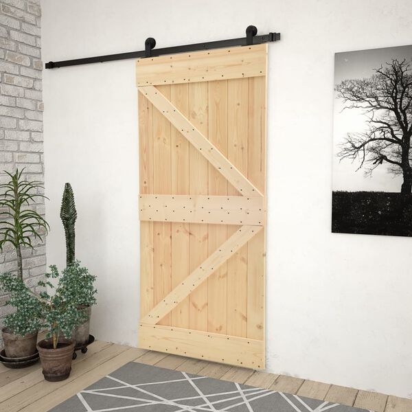 vidaXL Porta Scorrevole con Set Hardware 90x210 cm in Legno di Pino