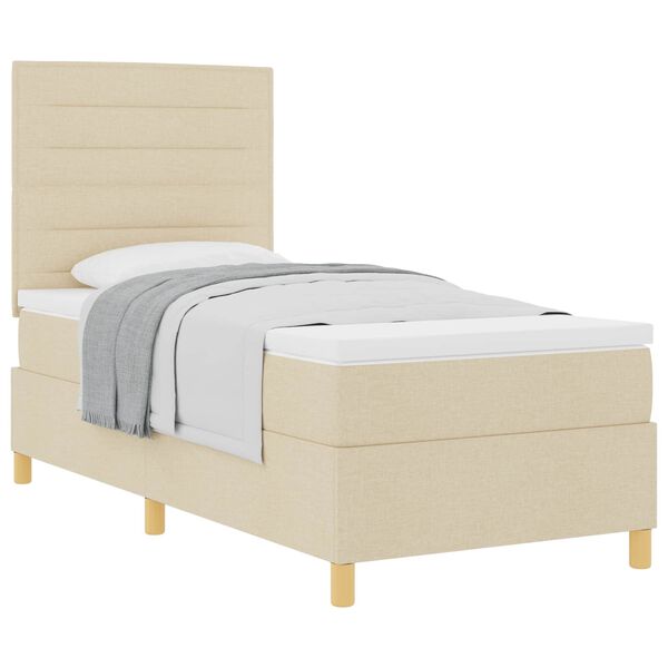 vidaXL Letto a molle con materasso Crema 90 x 200 cm Tessuto