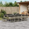 vidaXL Set da Pranzo da Giardino 15 pz con Cuscini Grigio Polyrattan