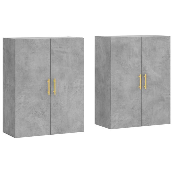 vidaXL Mobili a Parete 2 pz Grigio Cemento 69,5x34x90 cm