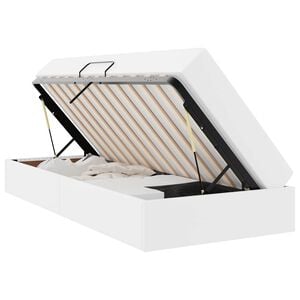 vidaXL Letto con contenitore e materasso 2 pz Bianco Pelle