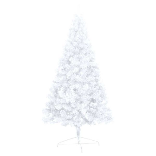 vidaXL Set Albero Natale Artificiale a Met&agrave; LED Palline Bianco 120cm