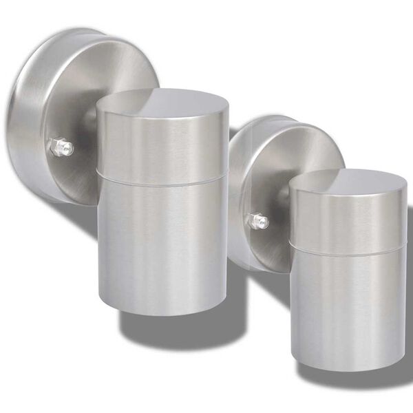 vidaXL Lampada LED da Parete 2 pz Acciaio Inox Proiezione Basso