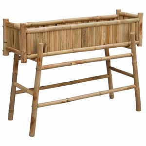vidaXL Vaso da Giardino con Supporto Naturale 100 x 38 x 74 cm Bamb&ugrave;