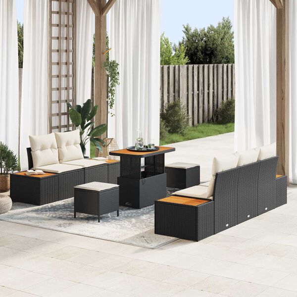 vidaXL Set Divano da Giardino 8 pcs Nero polyrattan