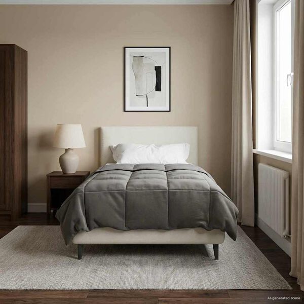 vidaXL Piumone Completo Annuale Grigio chiaro 135 x 200 cm Microfibra