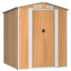 vidaXL Capanno Giardino Marrone Chiaro 192x191x223 cm Acciaio Zincato