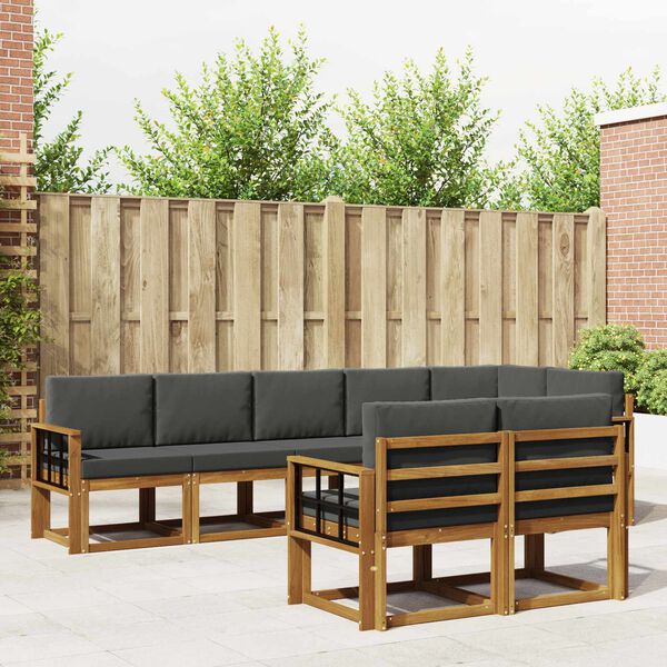 vidaXL Set di divani da esterno con cuscino 8 pcs Naturale e Antracite