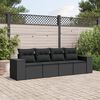vidaXL Set Divani da Giardino 4 pz con Cuscini Nero in Polyrattan