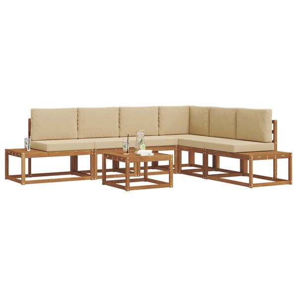 vidaXL Set di divani da esterno con cuscino 7 Pezzo Naturale e Beige