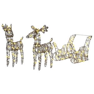 vidaXL Slitta trainata da renna Bianco caldo 53 x 28 x 33 cm Rattan