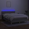 vidaXL Letto a Molle Materasso e LED Grigio Chiaro 140x190 cm Tessuto