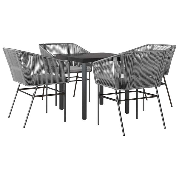 vidaXL Set da Pranzo da Giardino 5 pz con Cuscini Polyrattan Vetro