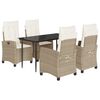 vidaXL Set da Pranzo da Giardino 5 pz con Cuscini Beige in Polyrattan