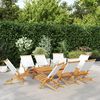 vidaXL Sedie da Giardino Pieghevoli 8pz Bianco Crema Tessuto e Legno