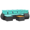 vidaXL Set Divani da Giardino 7 pz con Cuscini Nero in Polyrattan