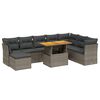 vidaXL Set Divano da Giardino 9 pz con Cuscini Grigio in Polyrattan