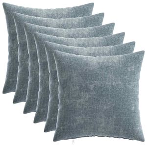 vidaXL Federa 6 pz HEERLEN Azzurro 30 x 30 cm Tessuto Chenille