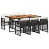 vidaXL Set da Pranzo da Giardino 7 pz Nero con Cuscini in Polyrattan