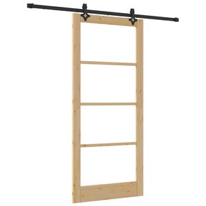 vidaXL Porta scorrevole ORKDAL Naturale e Nero 93 x 211 cm