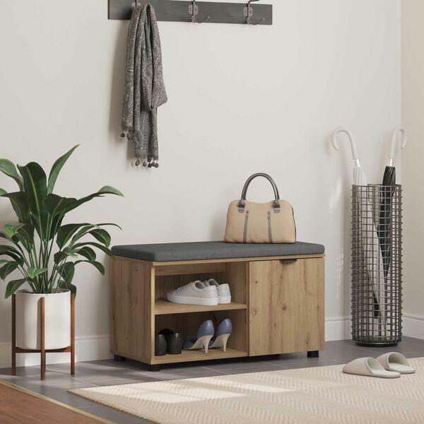 vidaXL Panca per ingresso Rovere artigianale 80 x 38 x 46 cm