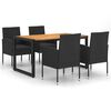 vidaXL Set Mobili da Pranzo per Giardino 5 pz Nero
