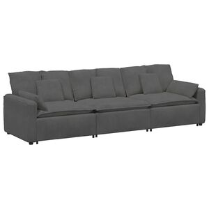 vidaXL Divano Modulare con Cuscini Grigio Scuro