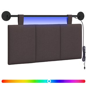 vidaXL Testiera sospesa Con luce LED Marrone Scuro Tessuto