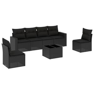 vidaXL Set Divani da Giardino con Cuscini 7pz Nero Polyrattan