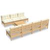 vidaXL Set Salotto da Giardino 8 pz con Cuscini Crema in Legno di Pino